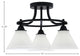 Paramount 3-Light Semi-Flush Light, Matte Black, 7" White Muslin Glass