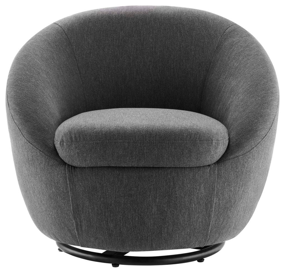 Armchair Swivel Accent Chair, Black Gray, Fabric, Modern, Cafe Hospitality