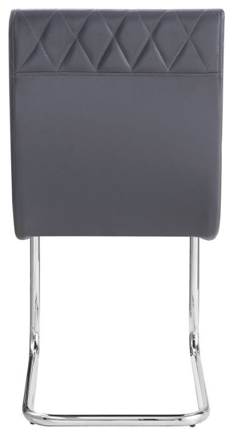 Set of 2 Gray PU Side Chair, Chrome Finish