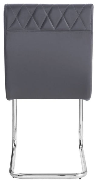 Set of 2 Gray PU Side Chair, Chrome Finish