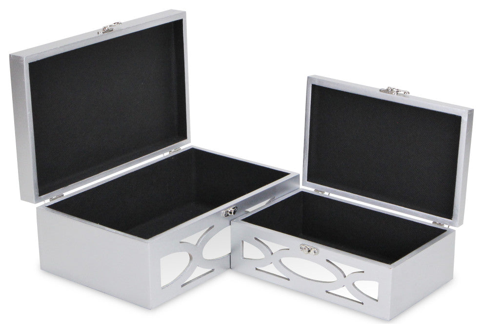 Mirrored Bubbly Champagne Boxes, Set of 2, Champagne, Silver