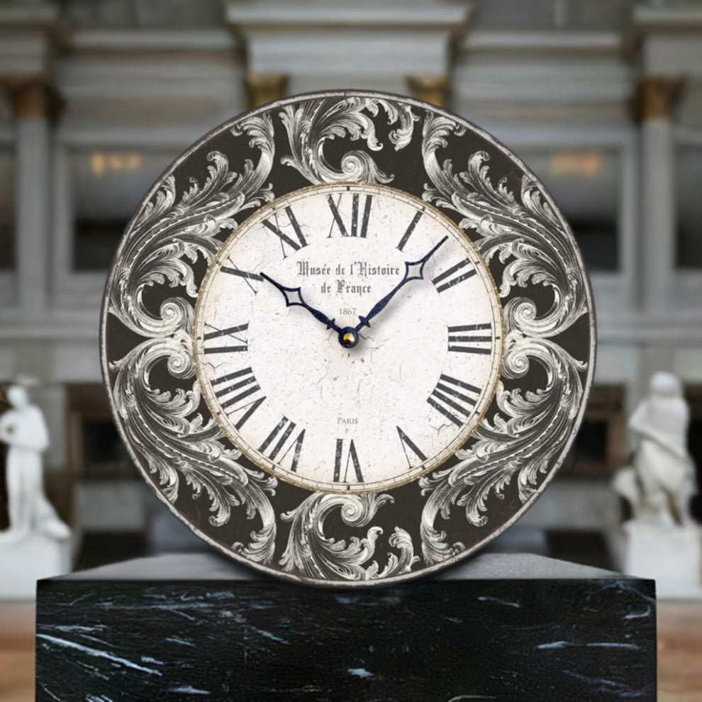 Antique-Style Acanthus Leaves 12 Inch Wall Clock