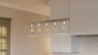 Quoizel BRT542 Brockton 5 Light 42"W Wood Linear Chandelier - Grey Ash