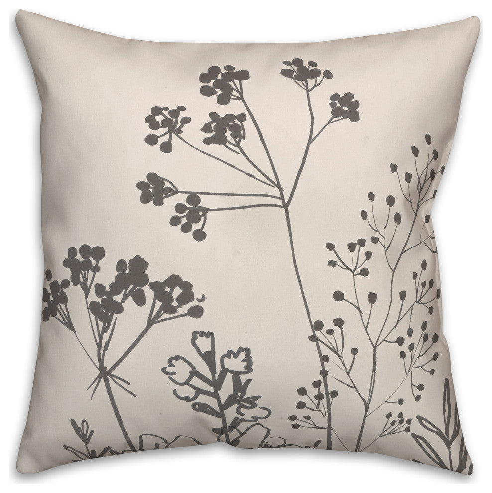 Sketched Florals 18"x18" Spun Poly Pillow
