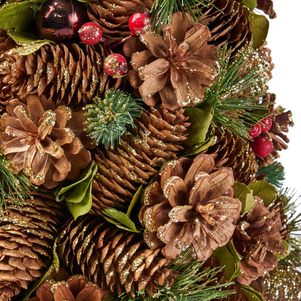 Pre-Decorated Pine Cone and Glitter Artificial Tabletop Christmas Tree