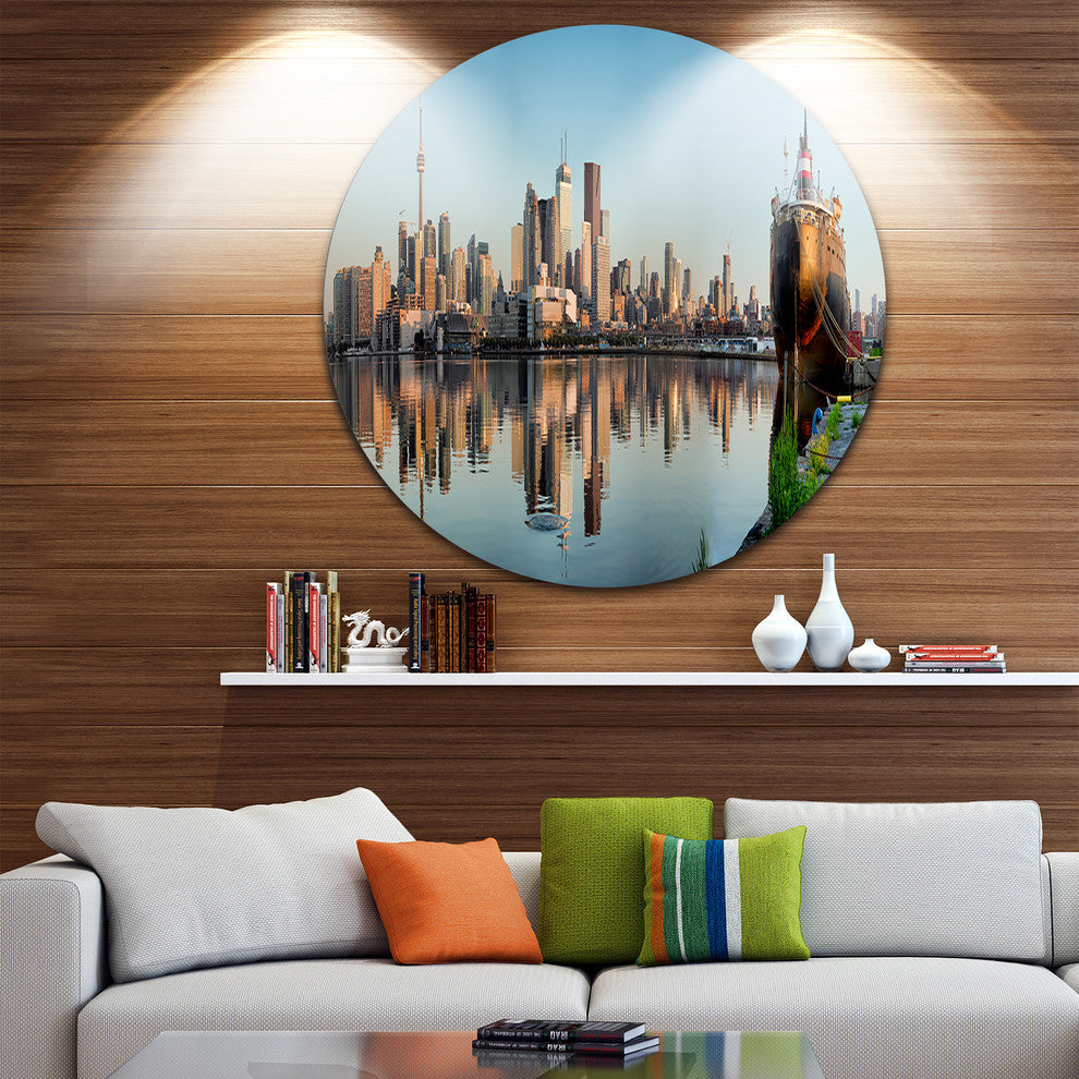 Toronto City Skyline Panorama, Cityscape Photo Disc Metal Wall Art, 23"