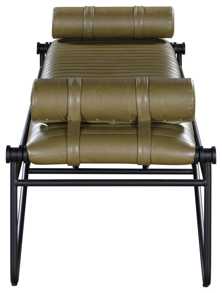 Gatsby Vegan Leather Upholstered Bench, Olive