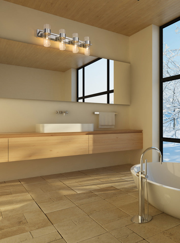 Zlite 343-4V-PN 4-Light Vanity, Clear