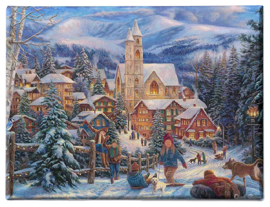 Cortesi Home "Sledding to Town" by Chuck Pinson, Giclee Canvas Wall Art, 18"x26"