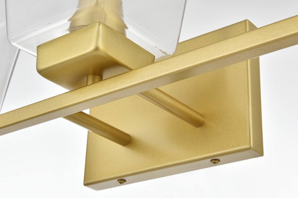 3 Light Brass And Clear Bath Sconce