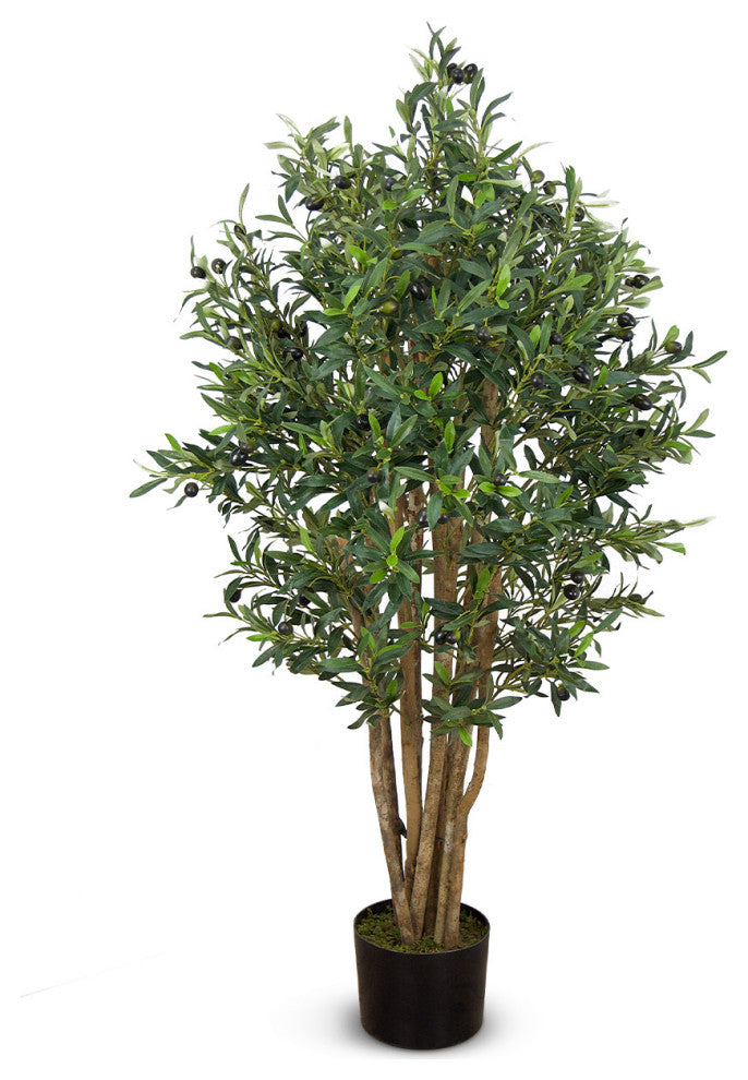 Faux Botanical Olive Tree in Green 52"H