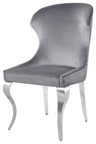 Maklaine 18" Modern Velvet Upholstered Wingback Dining Side Chair in Gray
