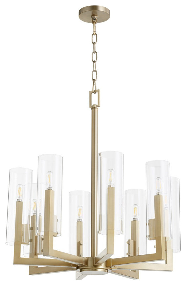 Quorum Harbin 8-Light Chandelier 6277-8-80, Aged Brass