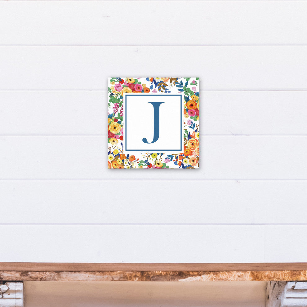 Wildflower Monogram - J 12x12 Canvas Wall Art