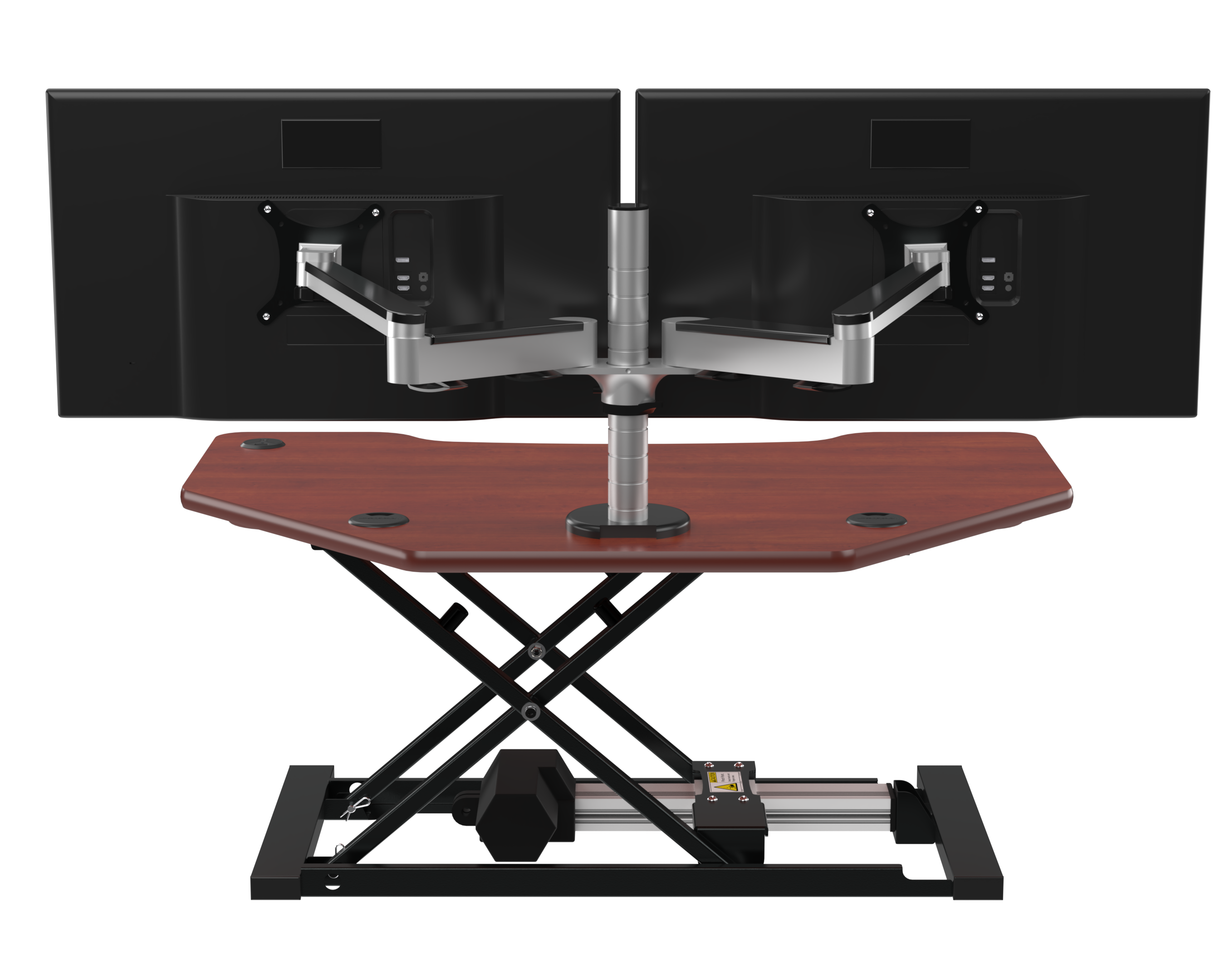 VersaDeskÂ® PowerProÂ® Corner Electric Standing Desk Converter with USB Charging, Cherry