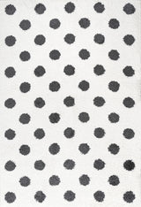 Pere Modern Charcoal Dot Shag, White/Black, 5'x8'