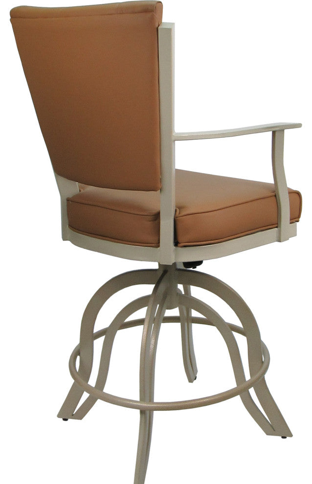 Leather Swivel Tilt Metal Bar Stool - Montana on A-Base, Brown Leather on Beige, 30"