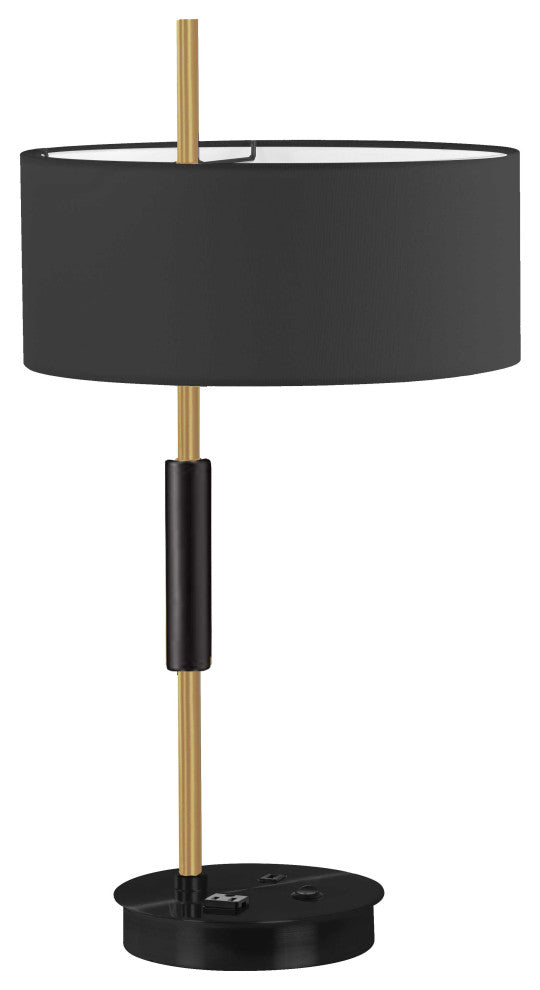 Fitzgerald Modern 1 Light Aged Brass Black Metal Table Lamp, Task