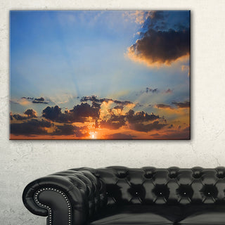 "Beautiful Cloudy Sunset Panorama" Extra Large Seascape Art Canvas, 40"x30"