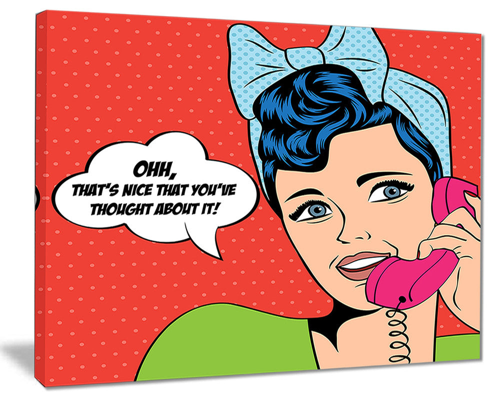 "Woman Talking on Phone" Portrait Digital Art Canvas Print