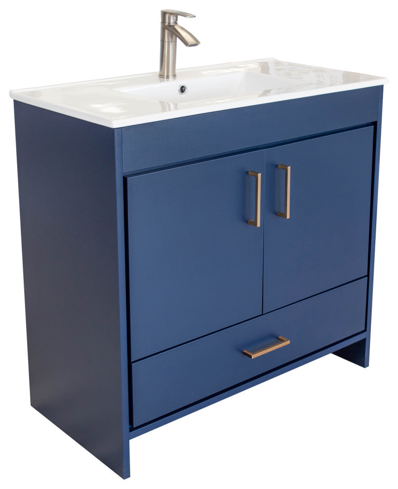 Skylar 36" Single Sink Freestanding Bathroom Vanity Set, Matte Blue