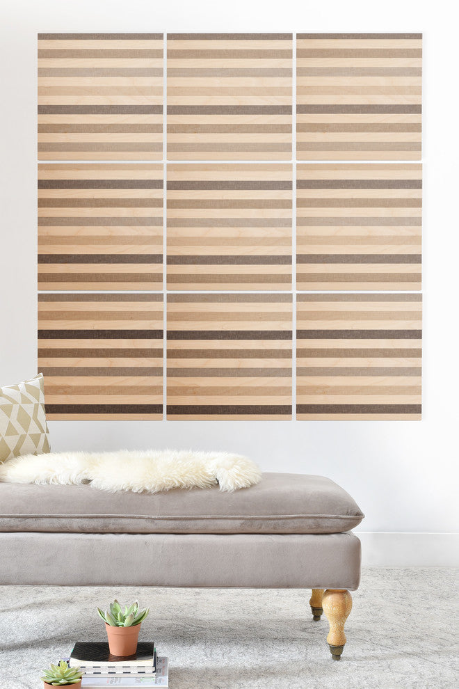 Deny Designs Little Arrow Design Co Mod Neutral Linen Stripes Wood Wall Mural