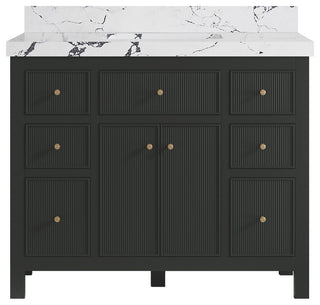 Sonoma 42" Single Sink Bath Vanity in Black Top, 2" Viola Night