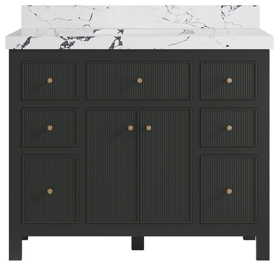 Sonoma 42" Single Sink Bath Vanity in Black Top, 2" Viola Night
