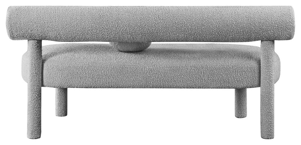 Parlor Boucle Fabric Upholstered Bench, Gray