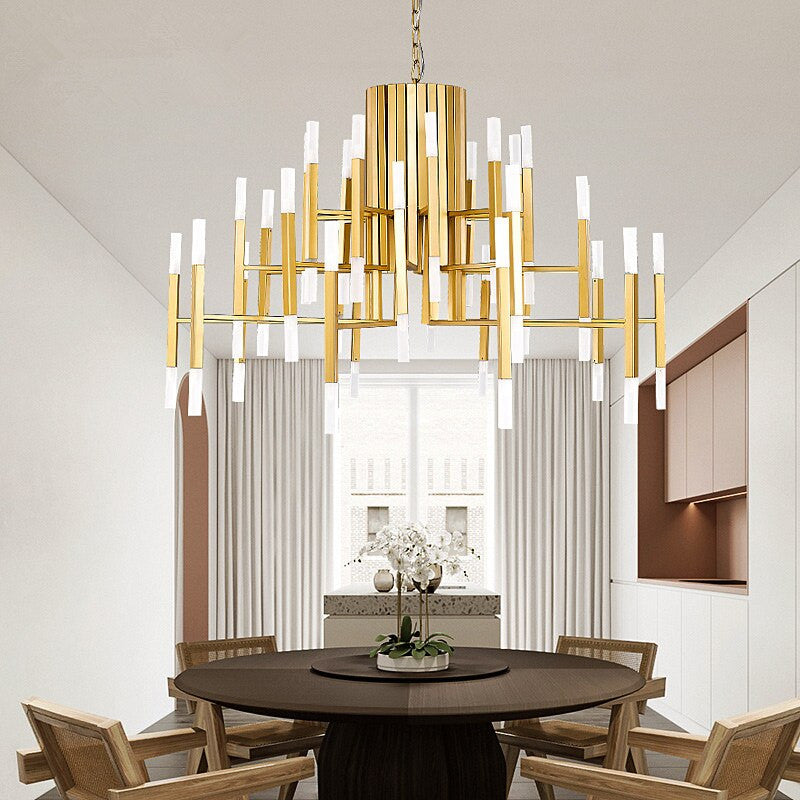 Zelbio | Gold/Black Postmodern LED Chandelier for Living Room, Gold, 36 Lights - Dia102.1xh70.1cm / Dia40.2xh27.6"