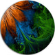 Fractal Flower Orange And Blue, Floral Digital Art Round Wall Art, 23"