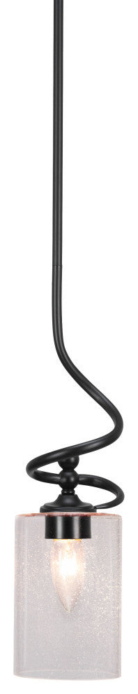 Capri 1-Light Mini Pendant with Hang Straight Swivel, Matte Black/Clear Bubble