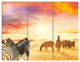 Cute Zebras Grazing in Grassland, Animal Triptych Canvas Print, 36x28, 3 Panels