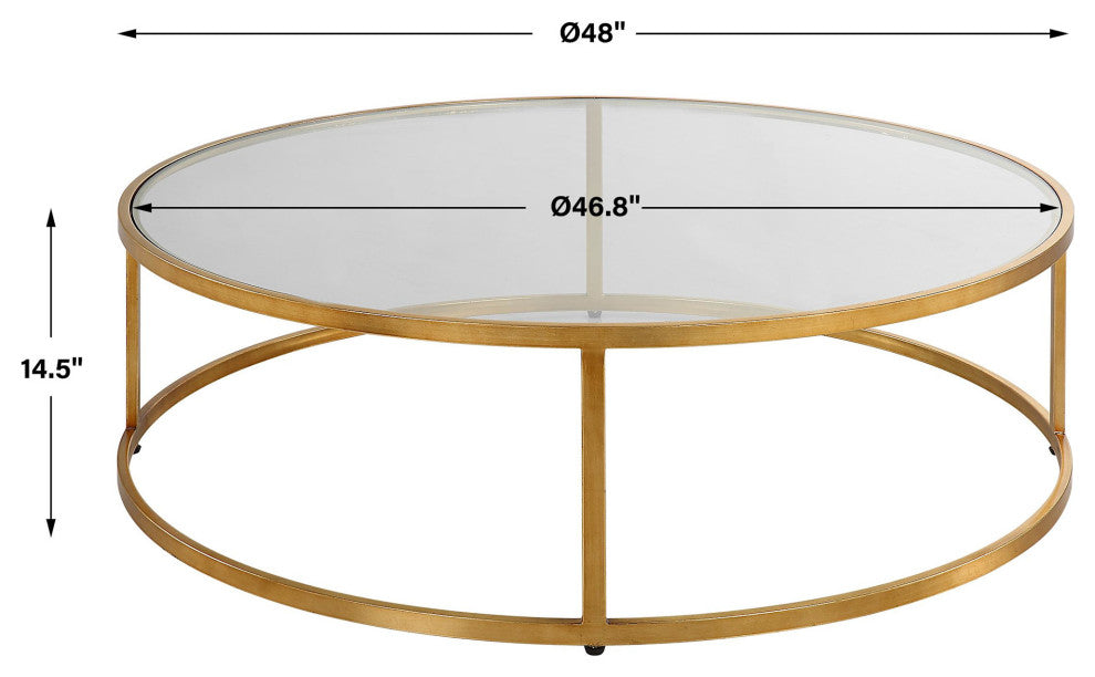 Uttermost 22971 Radius 48" Diameter Glass and Metal Table - Antiquated Gold /