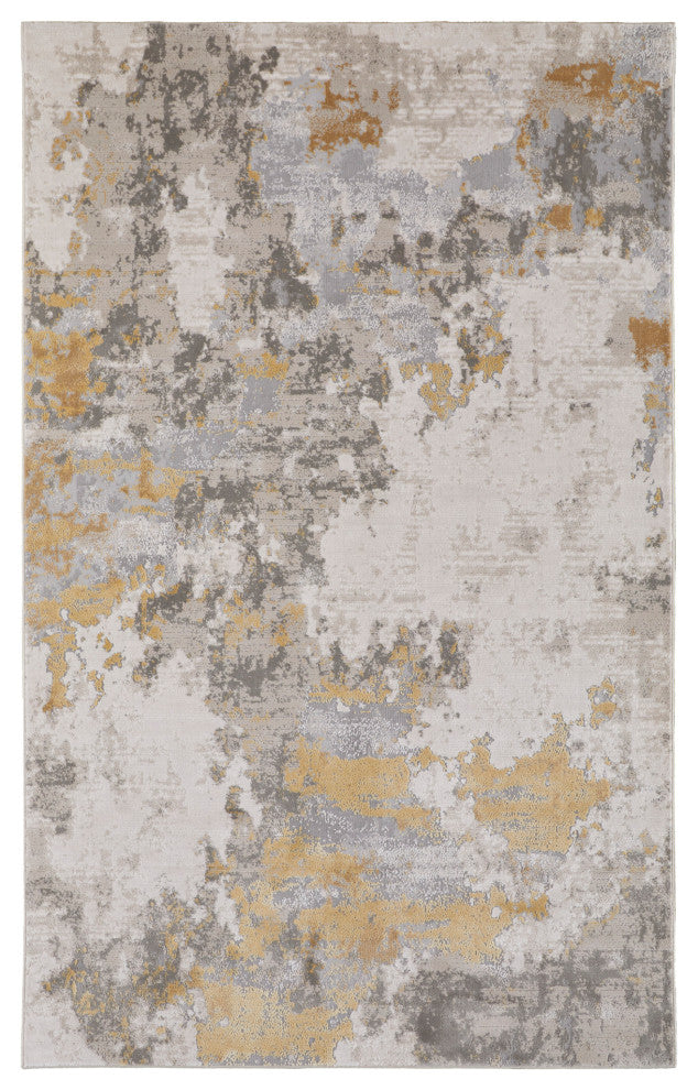 Weave & Wander Vanhorn Contemporary Watercolor Rug, Gold/Birch, 2'10"x7'10"