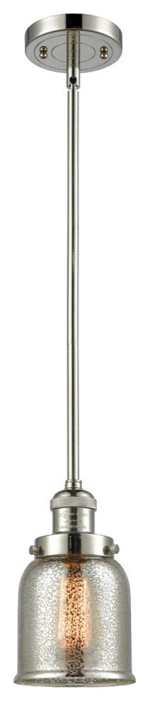 Small Bell 1-Light LED Pendant, Polished Nickel, Glass: Silver Mercury