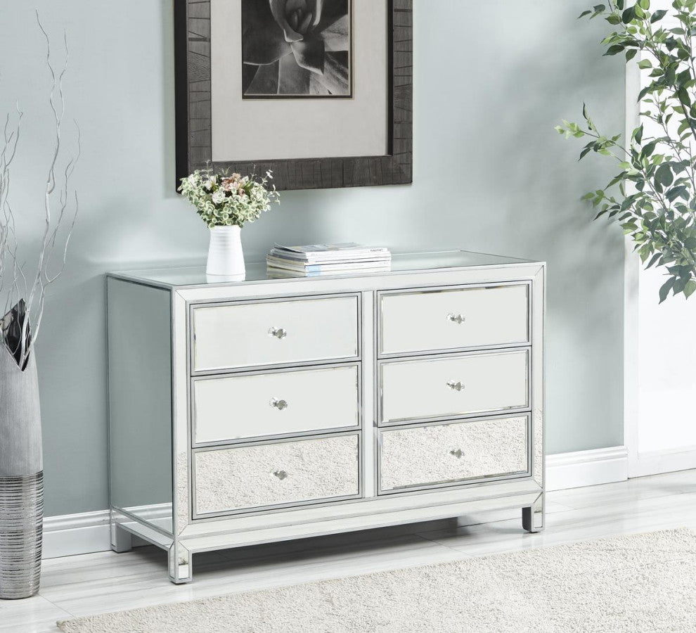 Dresser 6 Drawers 48" W X 18" D" X 32" H, Antique Silver Paint