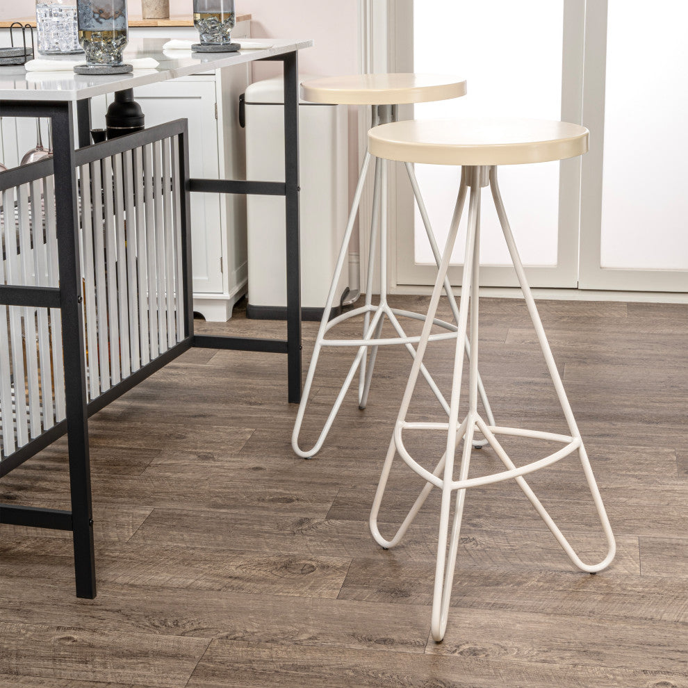 Trinity Modern Industiral Iron Tripod Backless Bar Stool, Brown