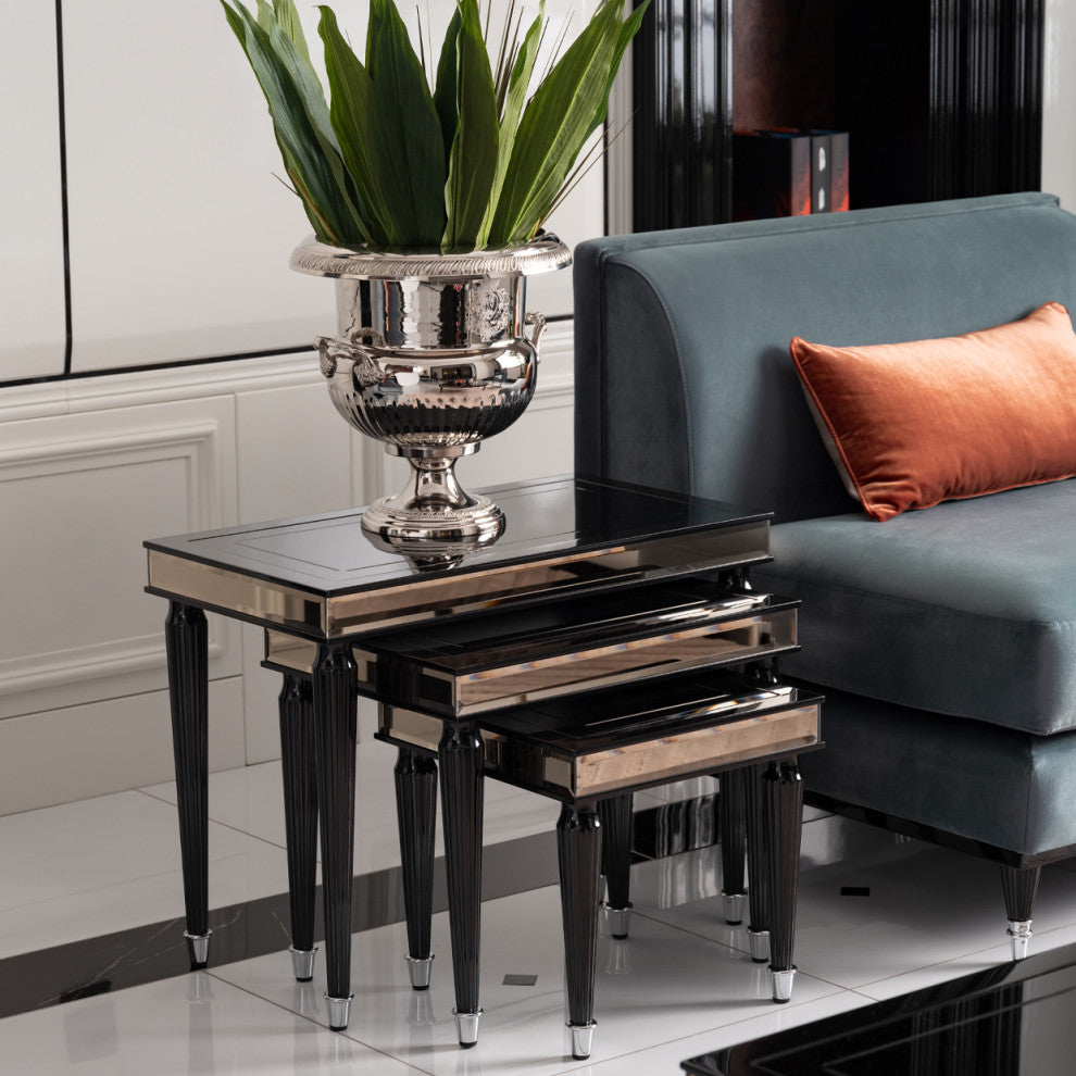 La Francaise Nesting Tables Set of 3 Black Ice