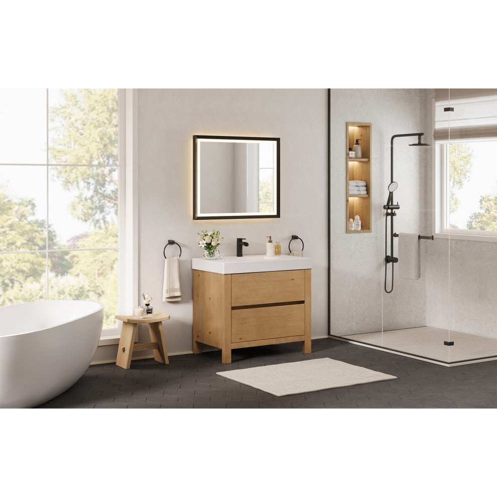 Cascadia Bathroom Vanity, Weathered Fir, 36", No Mirror