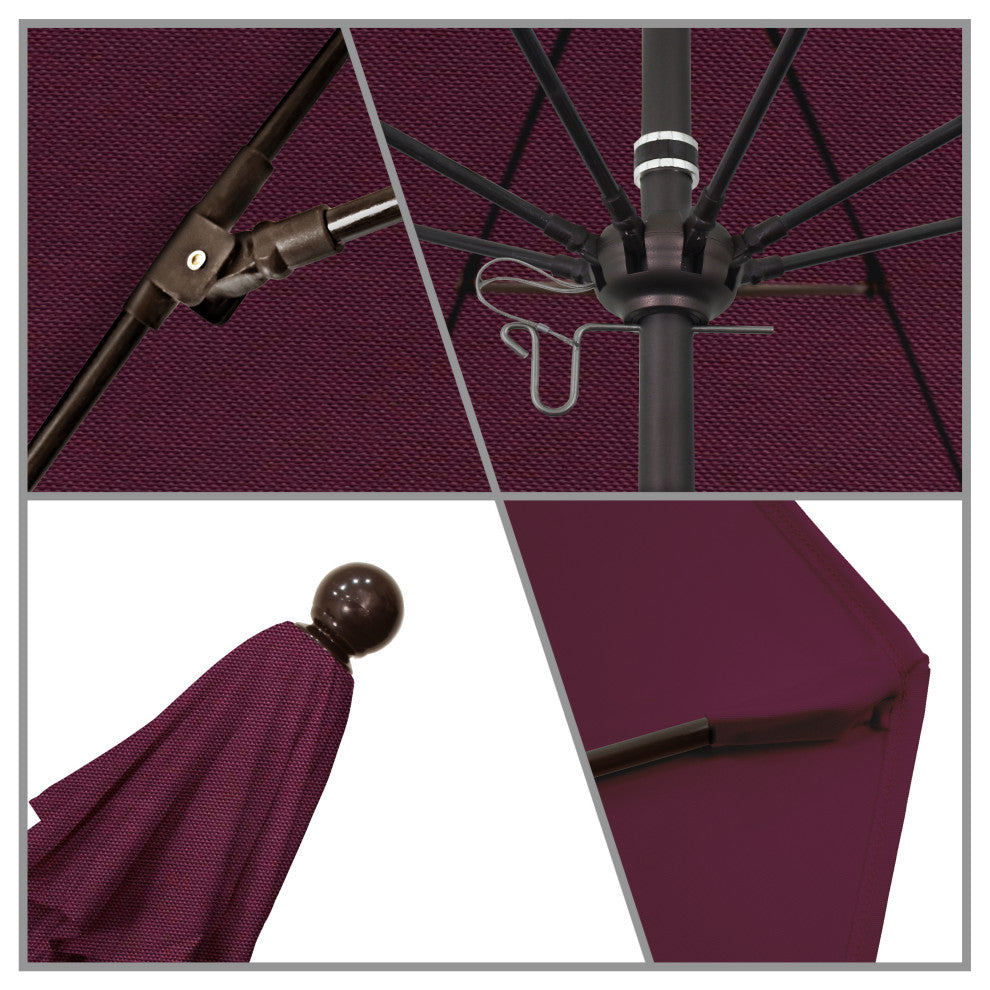 7.5' Bronze Push Lift Fiberglass Rib Aluminum Umbrella, Pacifica, Purple