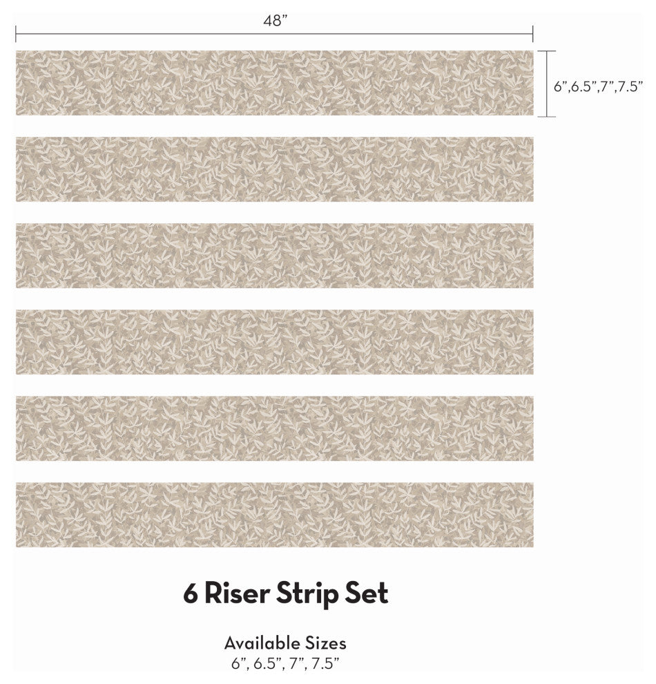 Forest Foliage Peel and Stick Stair Riser Strips, Beige, 48"w X 7"h, Set of 6
