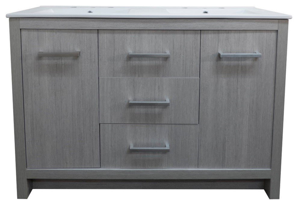 48" Double Sink Vanity With Gray Pine Finish