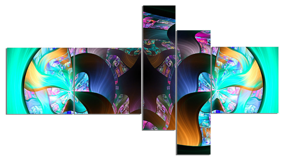 Blue Capsule in Plasma, Abstract Canvas Art Print, 60"x32", 5 panels
