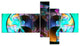 Blue Capsule in Plasma, Abstract Canvas Art Print, 60"x32", 5 panels