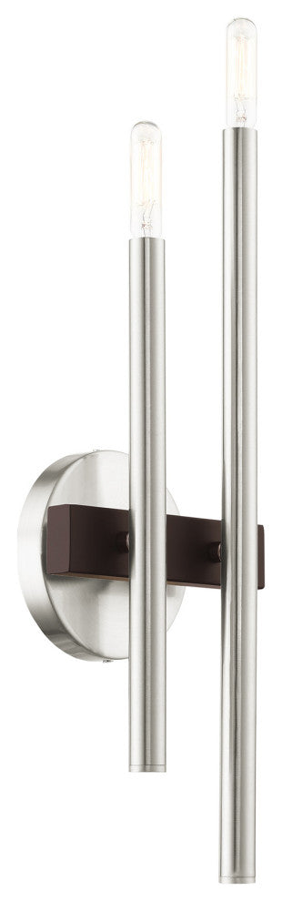 Livex Lighting Denmark 2 Light Brushed Nickel, Bronze Accents ADA Double Sconce