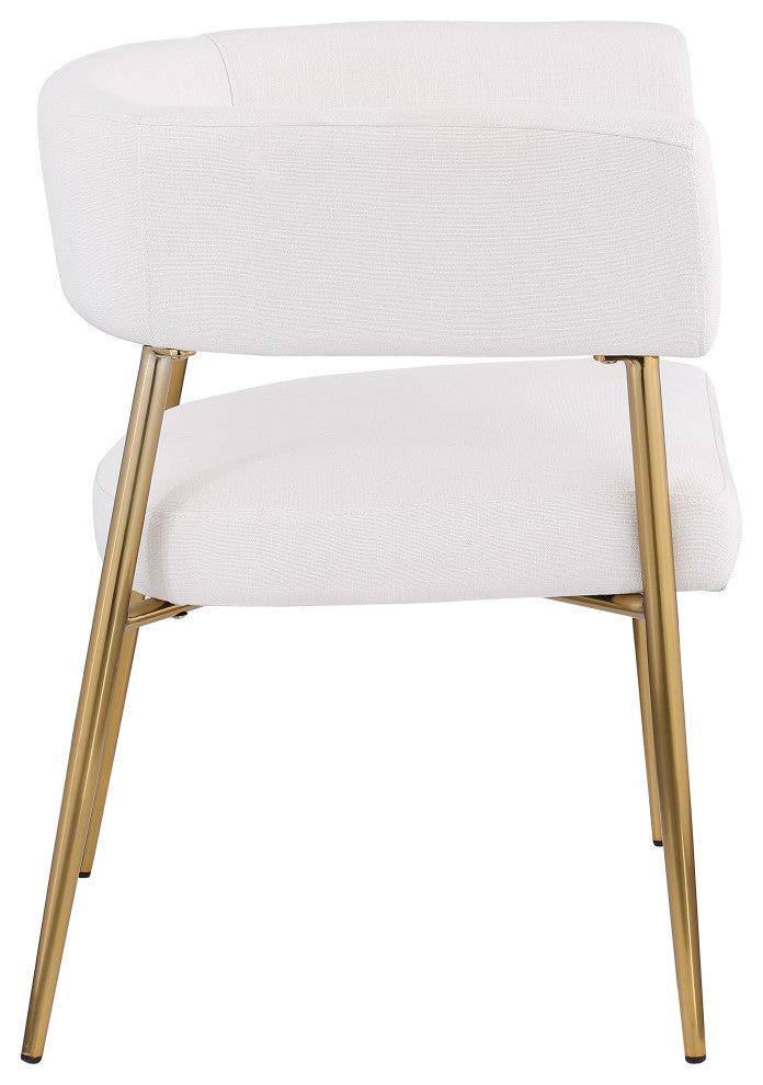 Creston Durable Linen Textured Fabric Upholstered Dining Chair, Cream