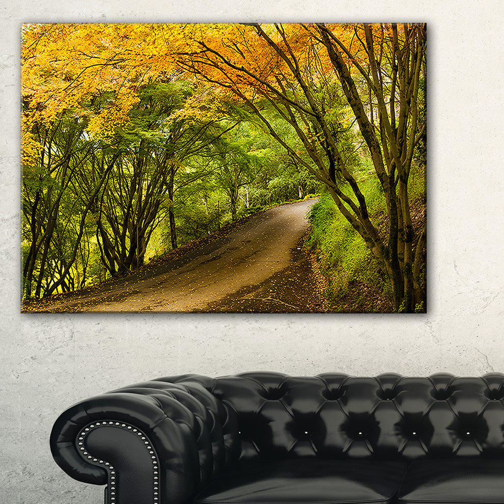 "Country Lane in Green Forest" Wall Art Landscape, 32"x16"
