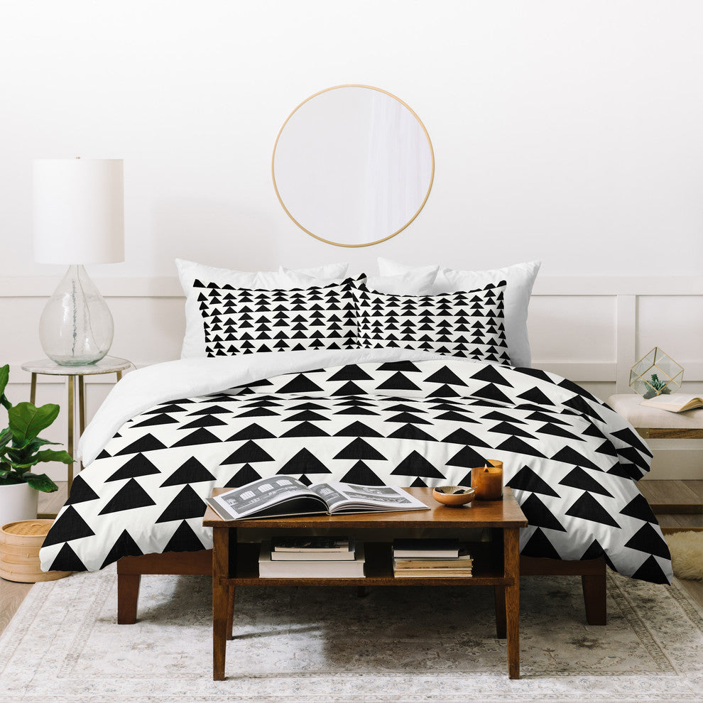 Holli Zollinger Triangles Black Duvet Cover Set, Queen