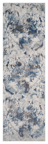 Clifton Abstract Ivory Blue Power-Loom Area Rug 5'3" x 7'6"